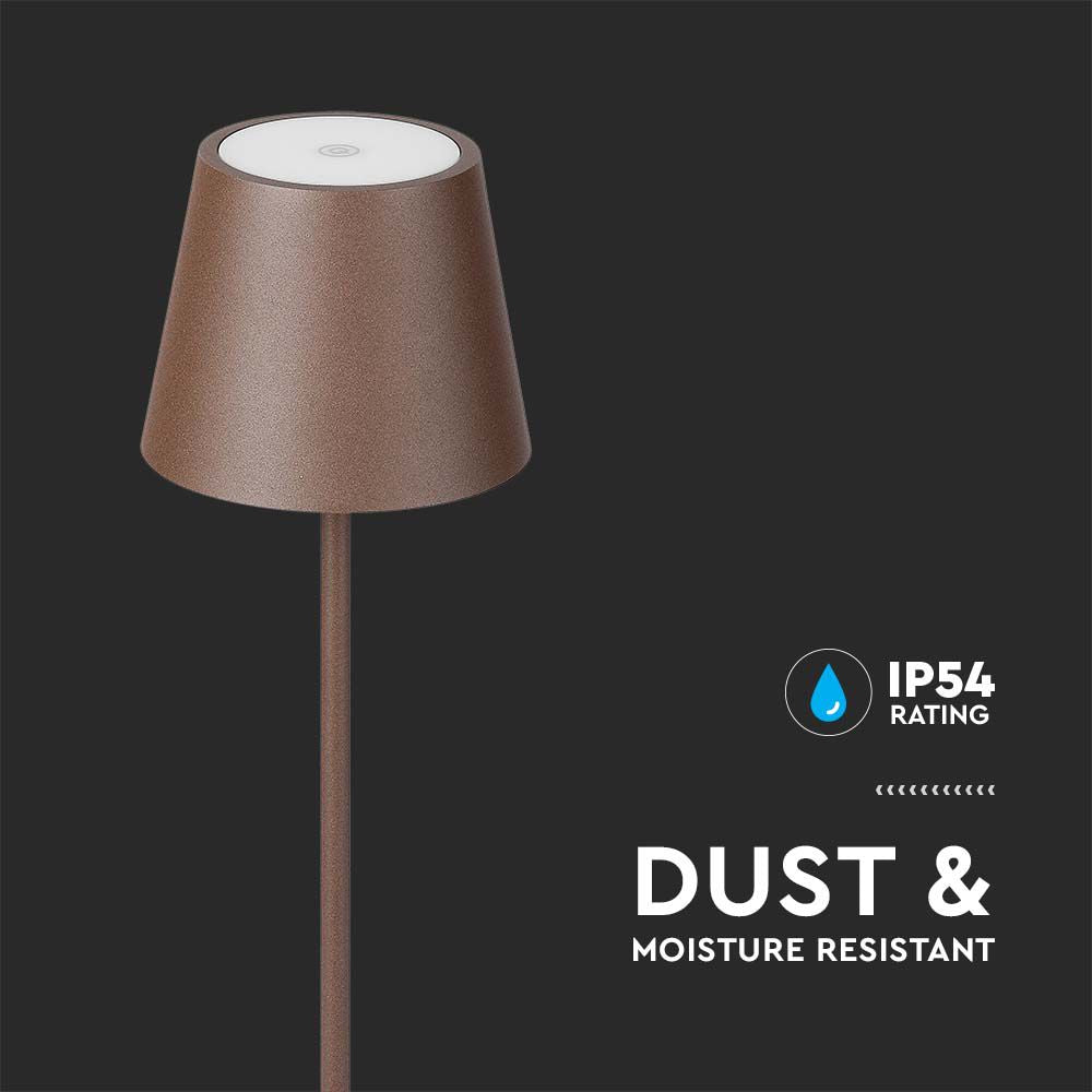 4W Lampa LED / Bateria: 4400mA / Barwa: 3000K / IP54 / Obudowa: Corten