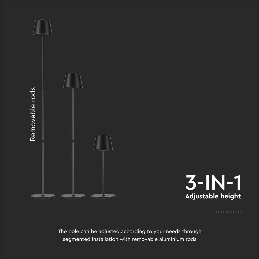 4W Lampa LED / Bateria: 4400mA / Barwa: 3000K / IP54 / Obudowa: Czarna