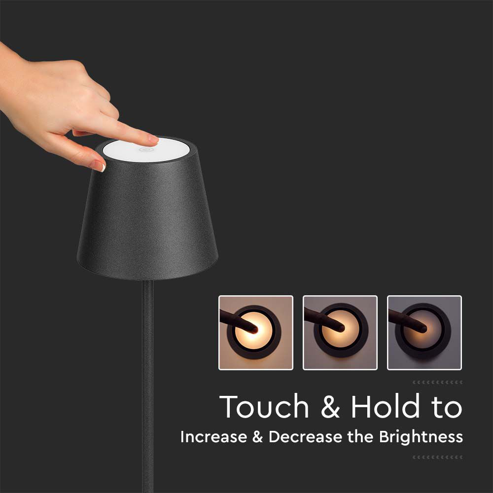 4W Lampa LED / Bateria: 4400mA / Barwa: 3000K / IP54 / Obudowa: Czarna
