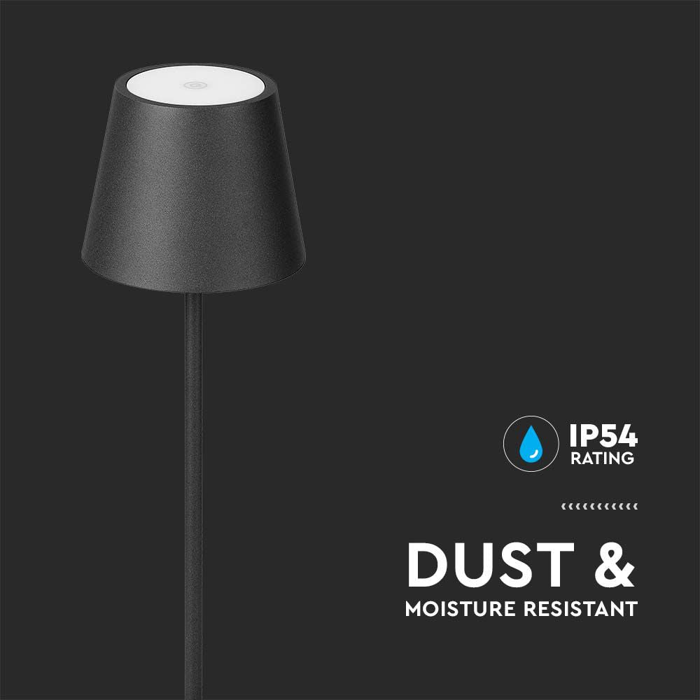4W Lampa LED / Bateria: 4400mA / Barwa: 3000K / IP54 / Obudowa: Czarna
