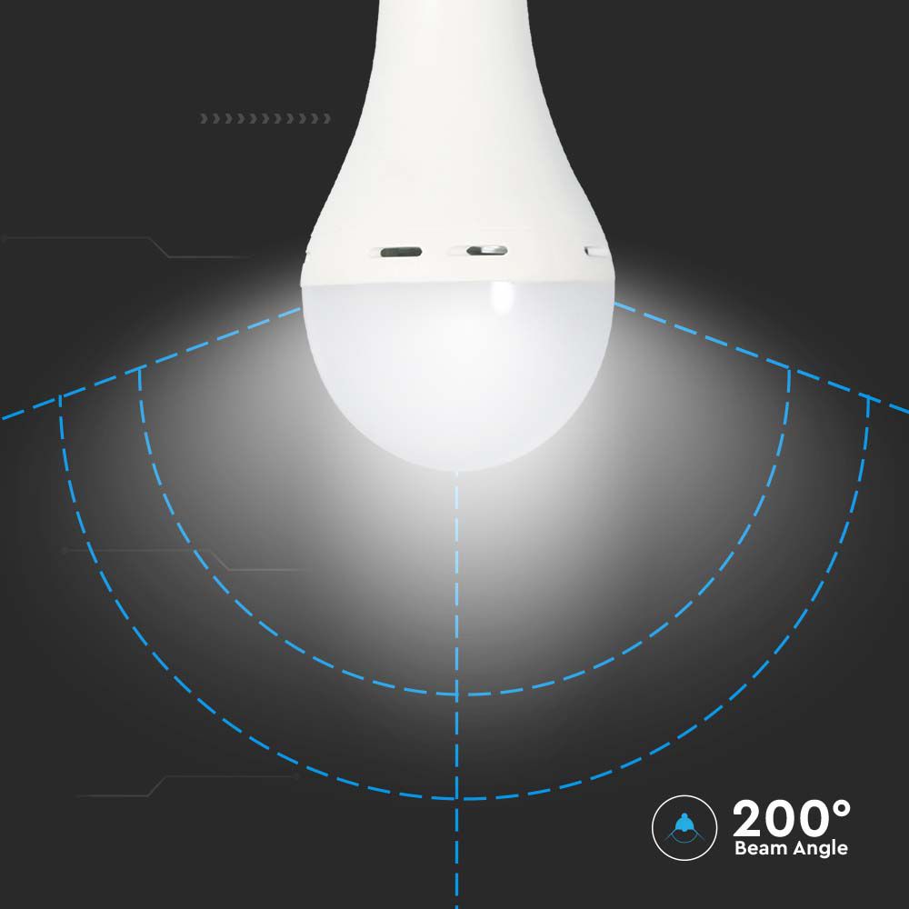9W A70 Żarówka LED z zasilaniem awaryjnym / Czas pracy na baterii: 3 godziny / Barwa: 4000K / Trzonek: E27