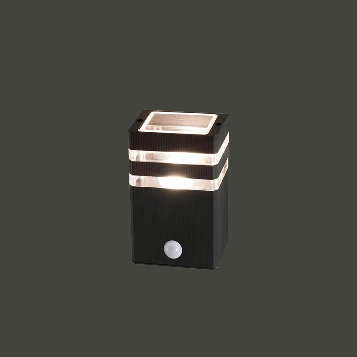 Nowodvorski Lampa ścienna natynkowa RIO SENSOR 10W only LED 50/60Hz IP54 - Aluminium lakierowane - Czarny 7017 - lampa włączona