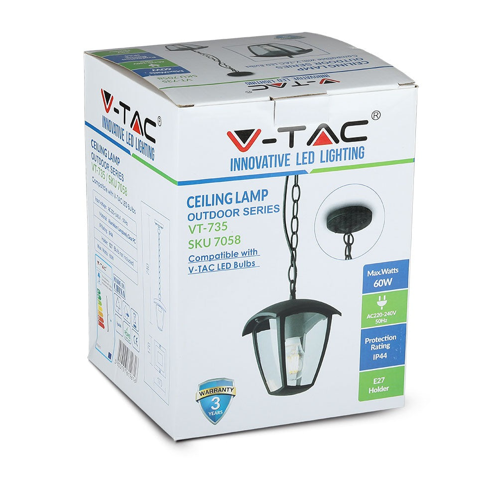 Lampa zwieszana ogrodowa /Okienka: 4x / Obudowa: Czarna