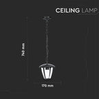 Lampa zwieszana ogrodowa /Okienka: 4x / Obudowa: Czarna