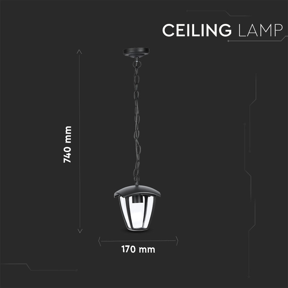 Lampa zwieszana ogrodowa /Okienka: 4x / Obudowa: Czarna