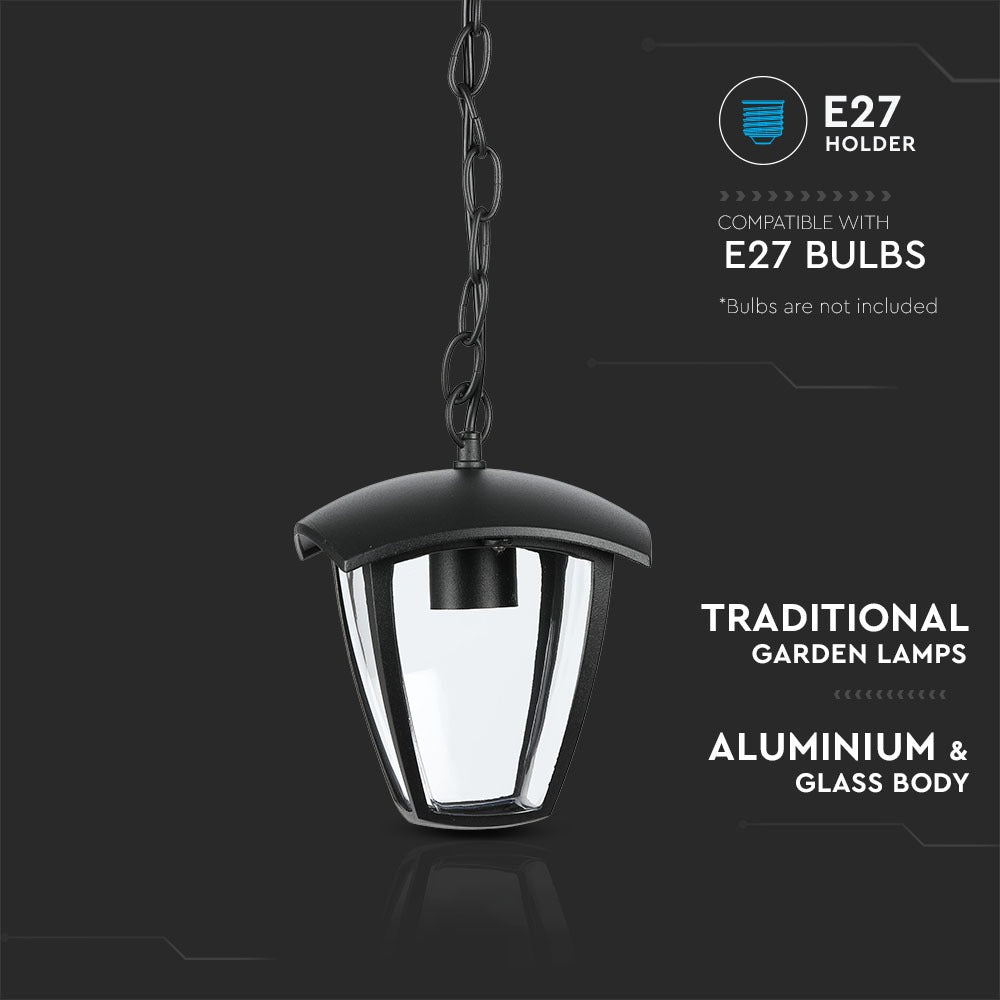 Lampa zwieszana ogrodowa /Okienka: 4x / Obudowa: Czarna