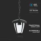 Lampa zwieszana ogrodowa /Okienka: 4x / Obudowa: Czarna