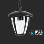 Lampa zwieszana ogrodowa /Okienka: 4x / Obudowa: Czarna