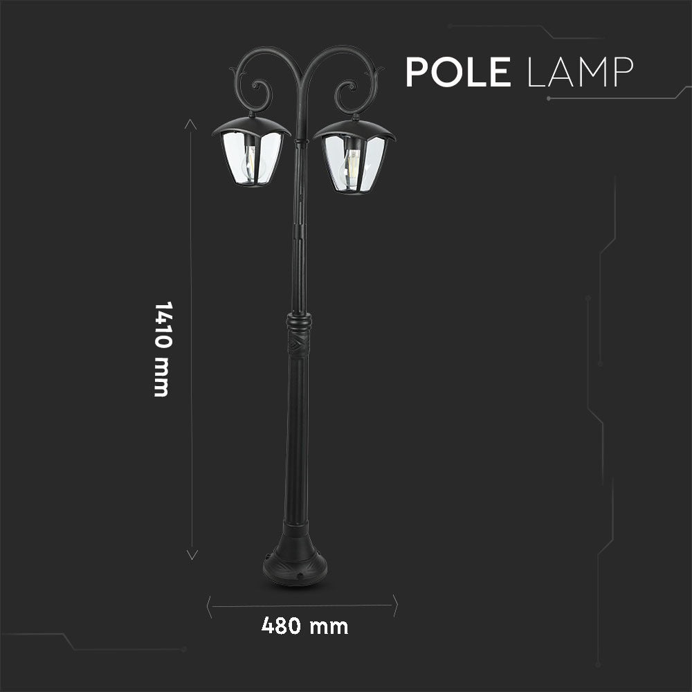 Słup ogrodowy / Trzonek: 2xE27 / Wysokość: 1410mm / IP44 / Obudowa Czarna