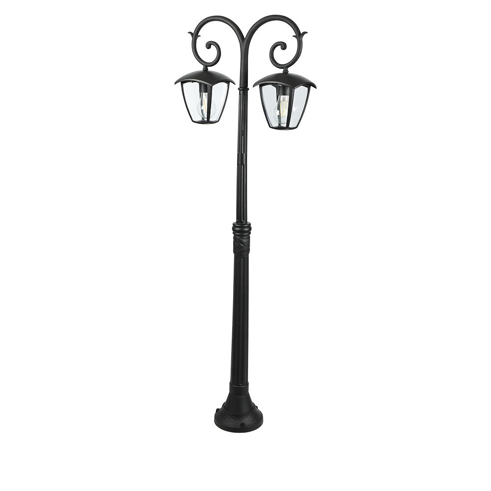 Słup ogrodowy / Trzonek: 2xE27 / Wysokość: 1410mm / IP44 / Obudowa Czarna
