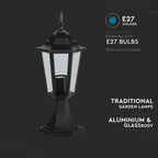 Lampa stojąca ogrodowa / Wysokość: 300mm / Obudowa: Czarna