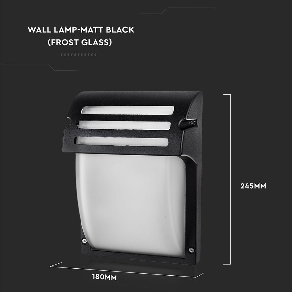 Lampa ścienna ogrodowa z daszkiem / Szkło: Mleczne / Trzonek: E27 / Obudowa: Czarna