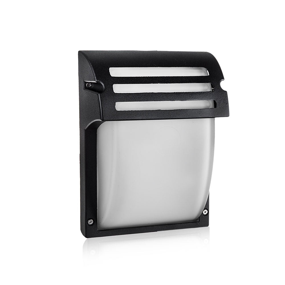 Lampa ścienna ogrodowa z daszkiem / Szkło: Mleczne / Trzonek: E27 / Obudowa: Czarna