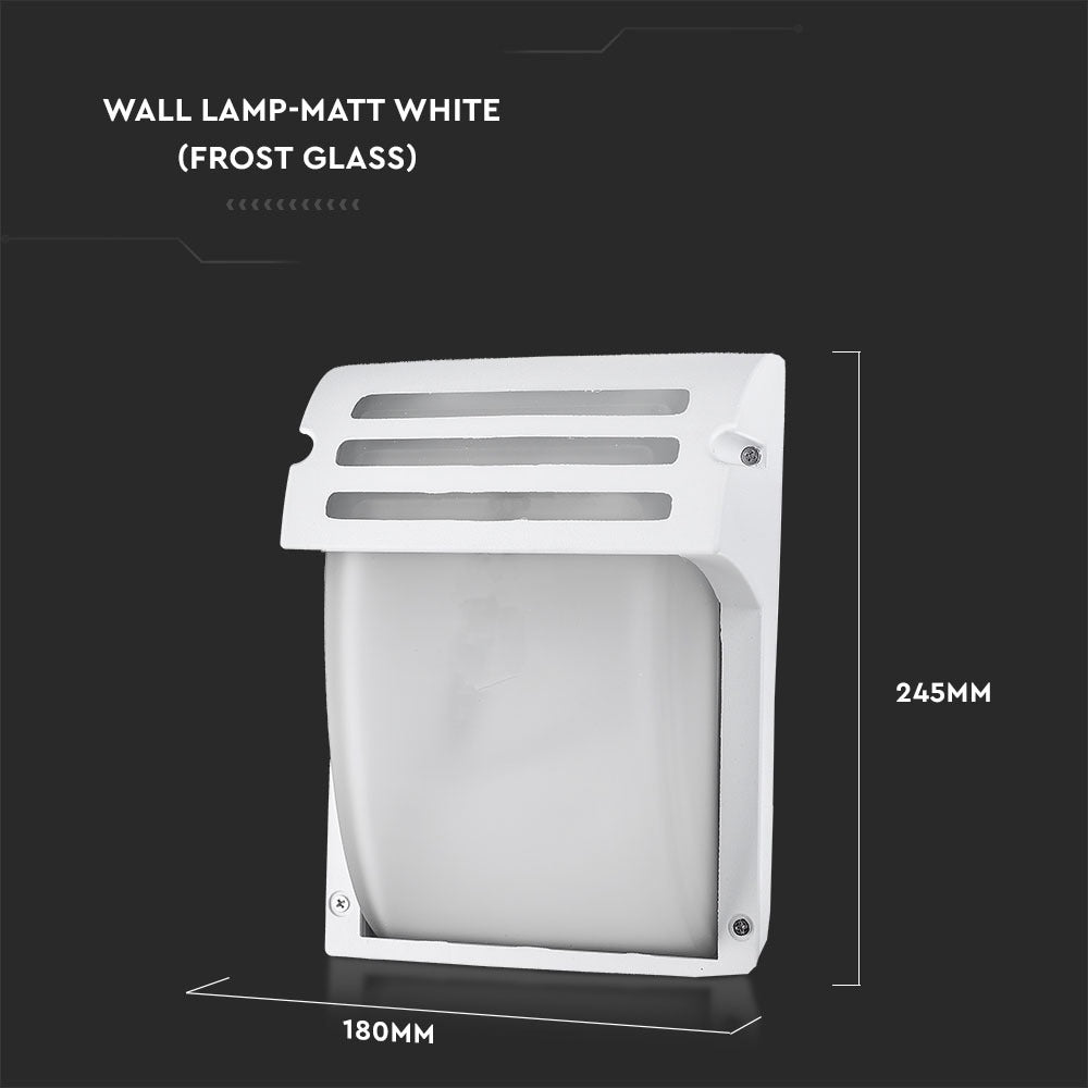 Lampa ścienna ogrodowa z daszkiem / Szkło: Mleczne / Trzonek: E27 / Obudowa: Biała