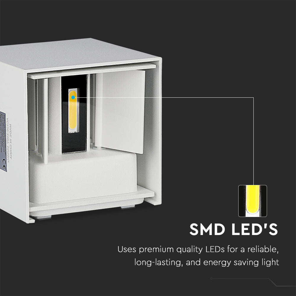 12W Kinkiet kwadratowy LED / CHIP BRIDGELUX / Barwa:3000K / Biały
