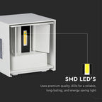 12W Kinkiet kwadratowy LED / CHIP BRIDGELUX / Barwa:4000K / Biały