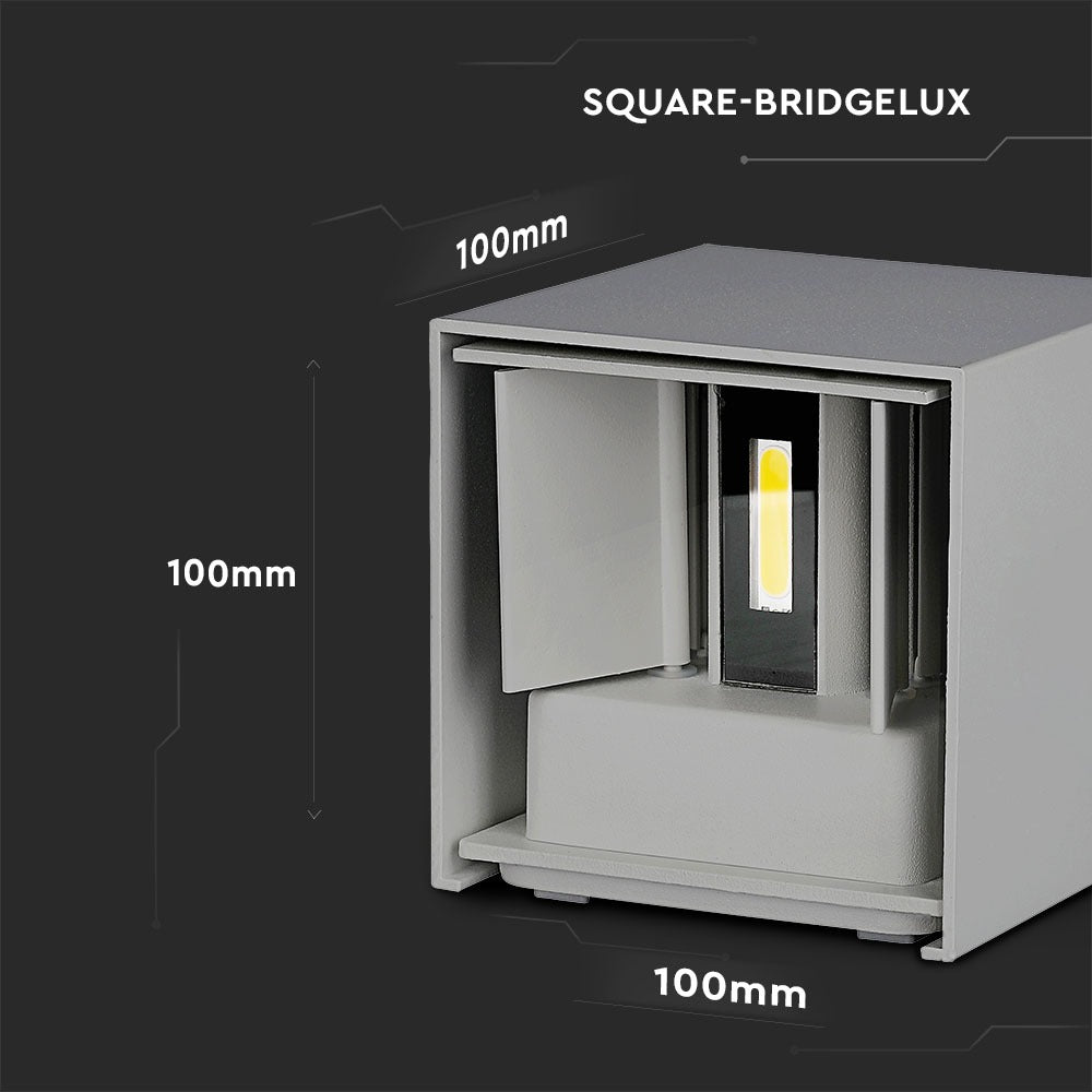 6W Kinkiet kwadrat LED / CHIP BRIDGELUX / Barwa:4000K / Szary