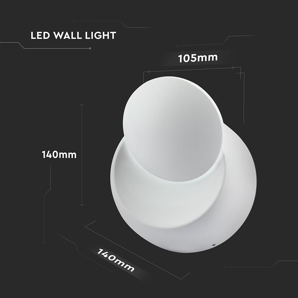 5W Kinkiet okrągły LED / CHIP BRIDGELUX / Barwa:3000K / Biały
