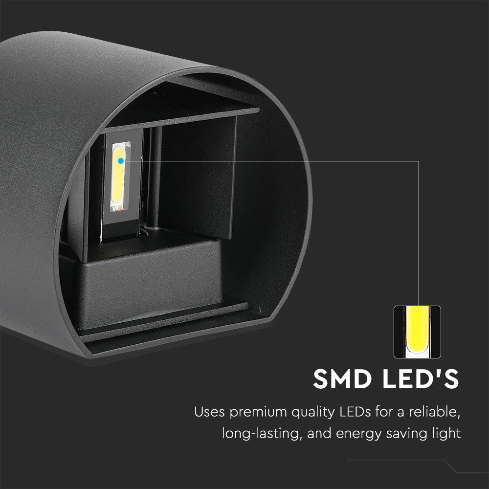 6W Kinkiet walec LED / CHIP BRIDGELUX / Barwa:3000K / Czarny