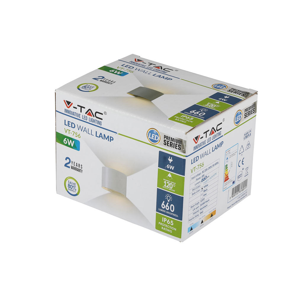 6W Kinkiet walec LED / CHIP BRIDGELUX / Barwa:3000K / Biały