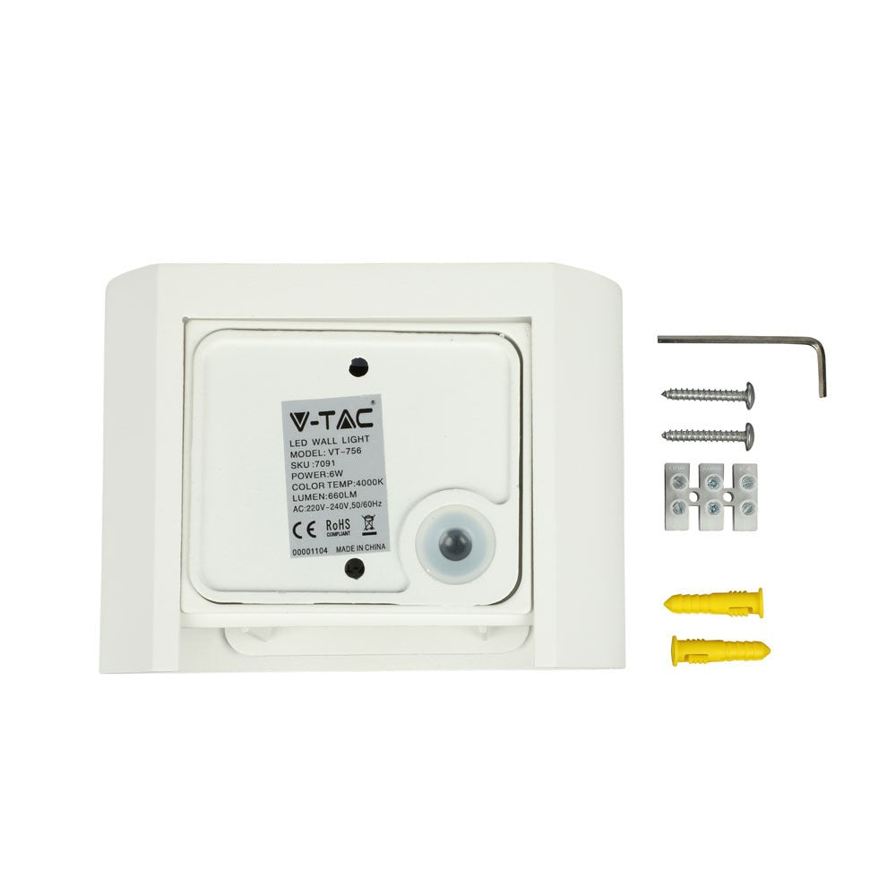 6W Kinkiet walec LED / CHIP BRIDGELUX / Barwa:4000K / Biały