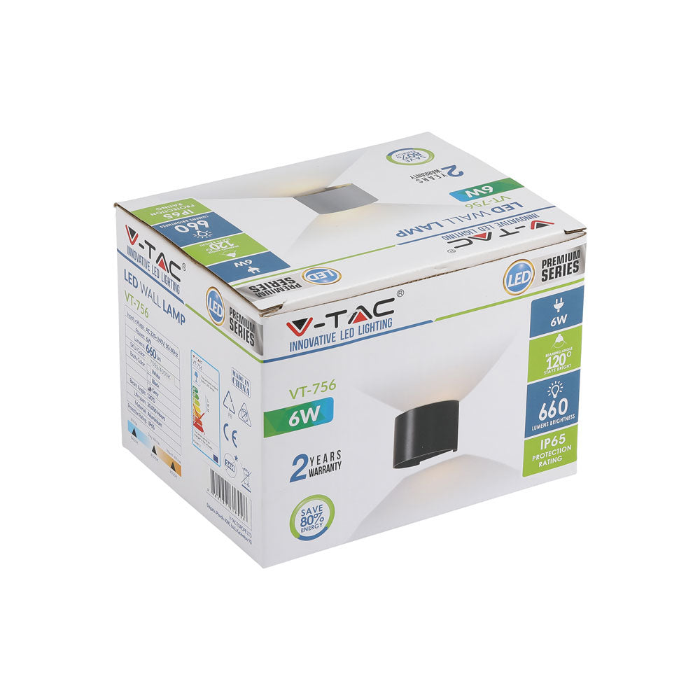 6W Kinkiet walec LED / CHIP BRIDGELUX / Barwa:4000K / Szary