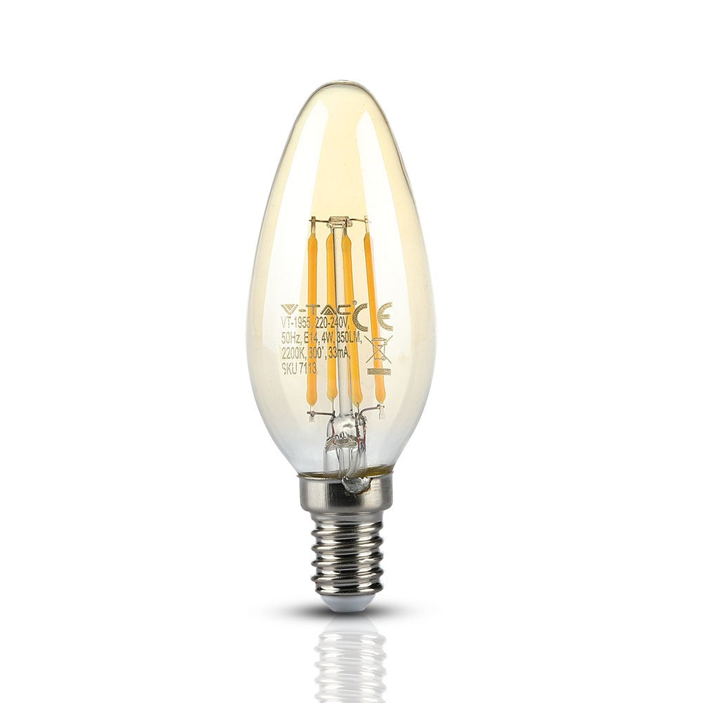 4W C35 Żarówka LED Filament / Klosz: Bursztynowy / Barwa:2200K / Trzonek:E14