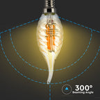 4W C35 Żarówka LED Filament / Klosz: Bursztynowy kręcony płomyk / Barwa:2200K / Trzonek:E14