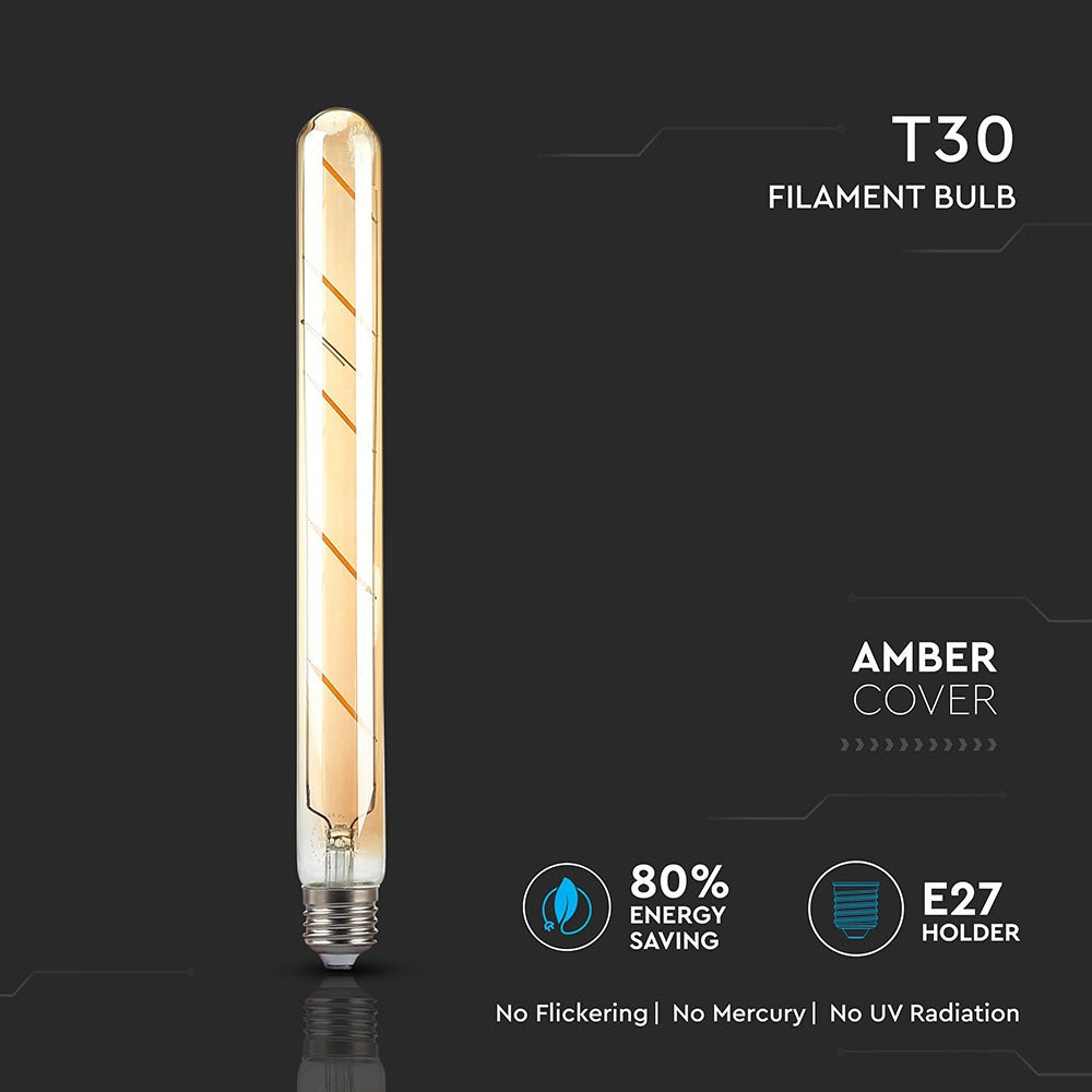 5W T30 Żarówka LED Filament / Klosz Bursztynowy / Barwa:2200K / Trzonek:E27