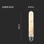 6W T30 Żarówka LED Filament / Klosz Bursztynowy / Barwa:2200K / Trzonek:E27