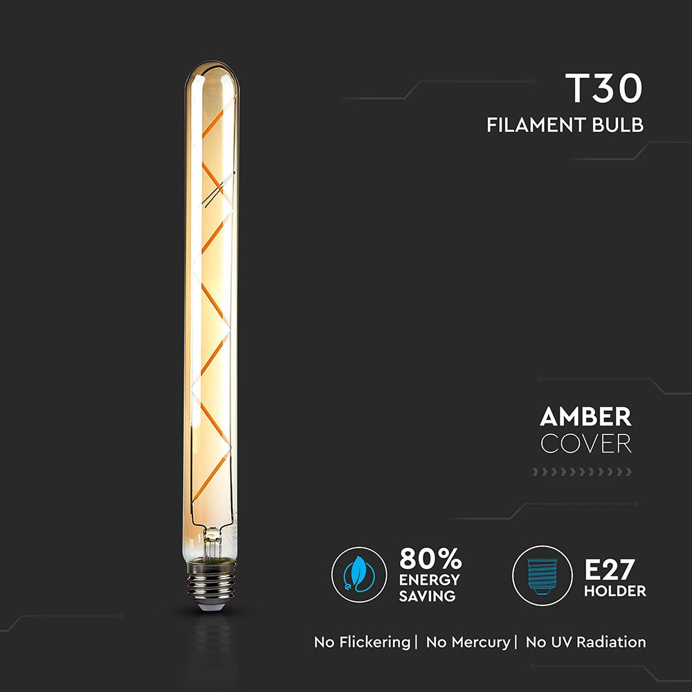 7W T30 Żarówka LED Filament / Klosz Bursztynowy / Barwa:2200K / Trzonek:E27