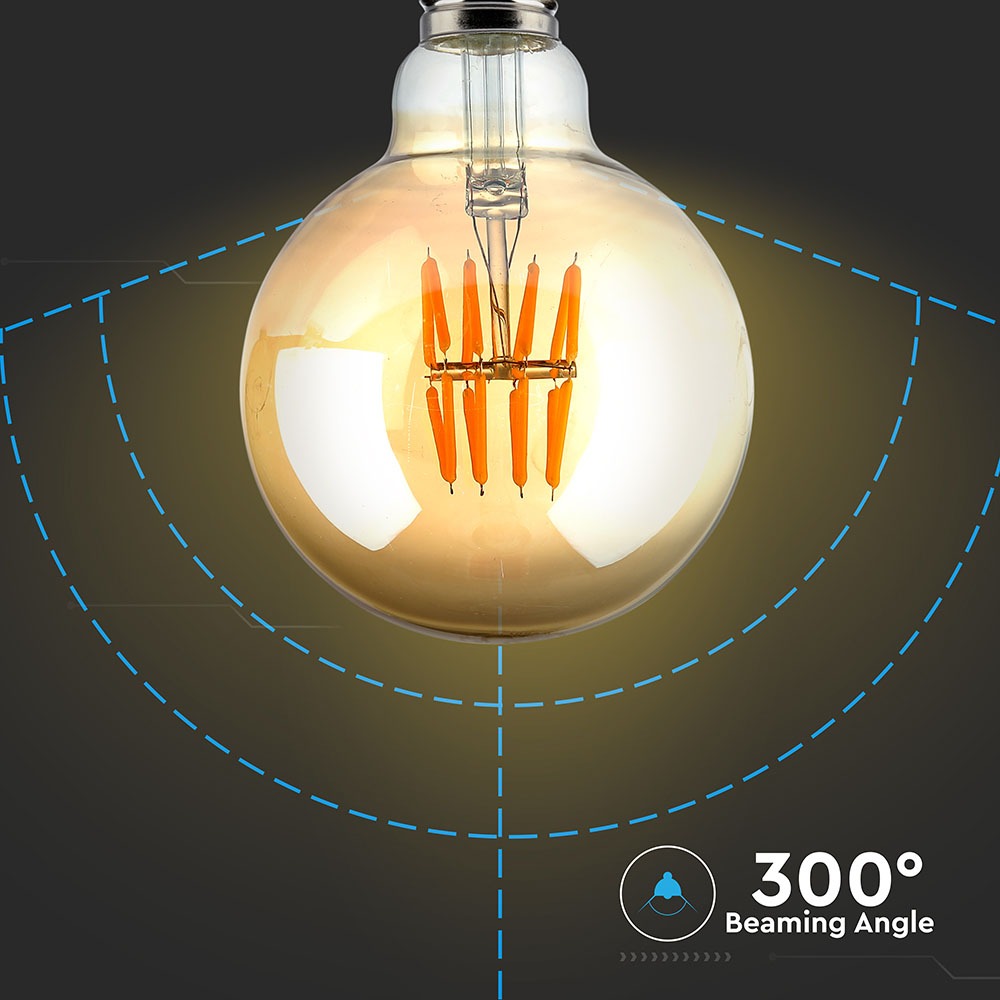 8W G95 Żarówka LED Filament / Klosz Bursztynowy / Barwa:2200K / Trzonek:E27