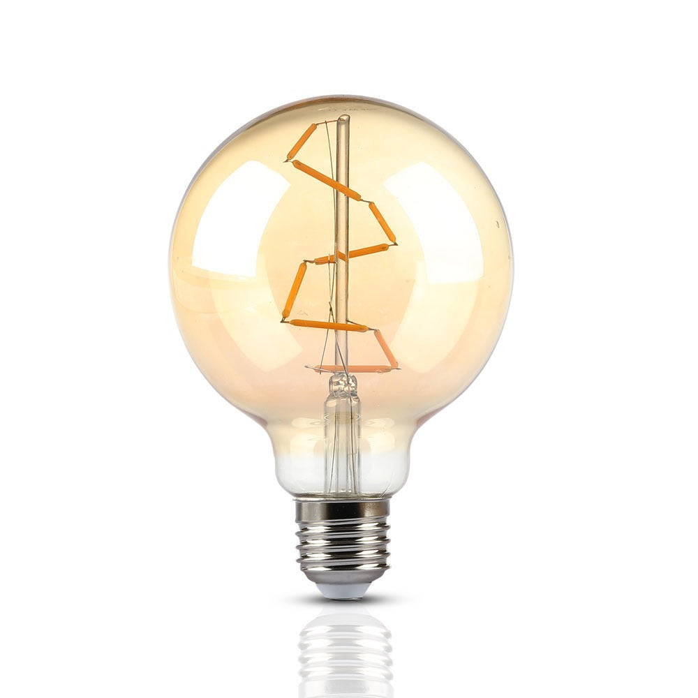 4W G95 Żarówka LED Filament / Klosz Bursztynowy / Barwa:2200K / Trzonek:E27