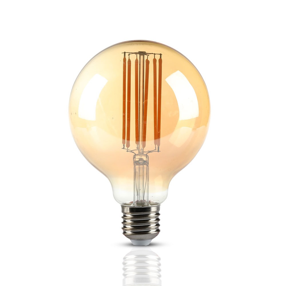 7W G95 Żarówka LED Filament / Klosz Bursztynowy / Barwa:2200K / Trzonek:E27