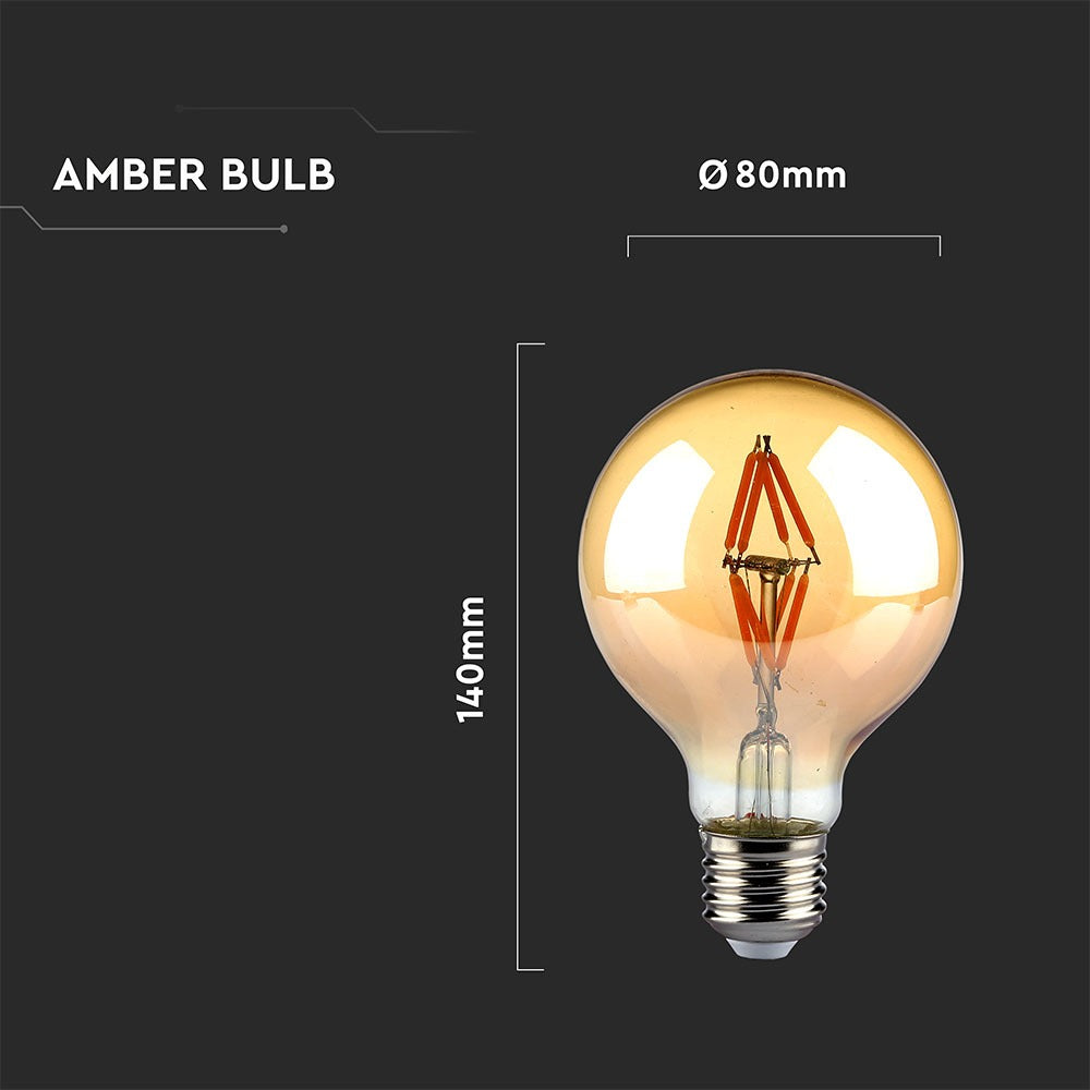 4W G80 Żarówka LED Filament / Klosz Bursztynowy / Barwa:2200K / Trzonek:E27