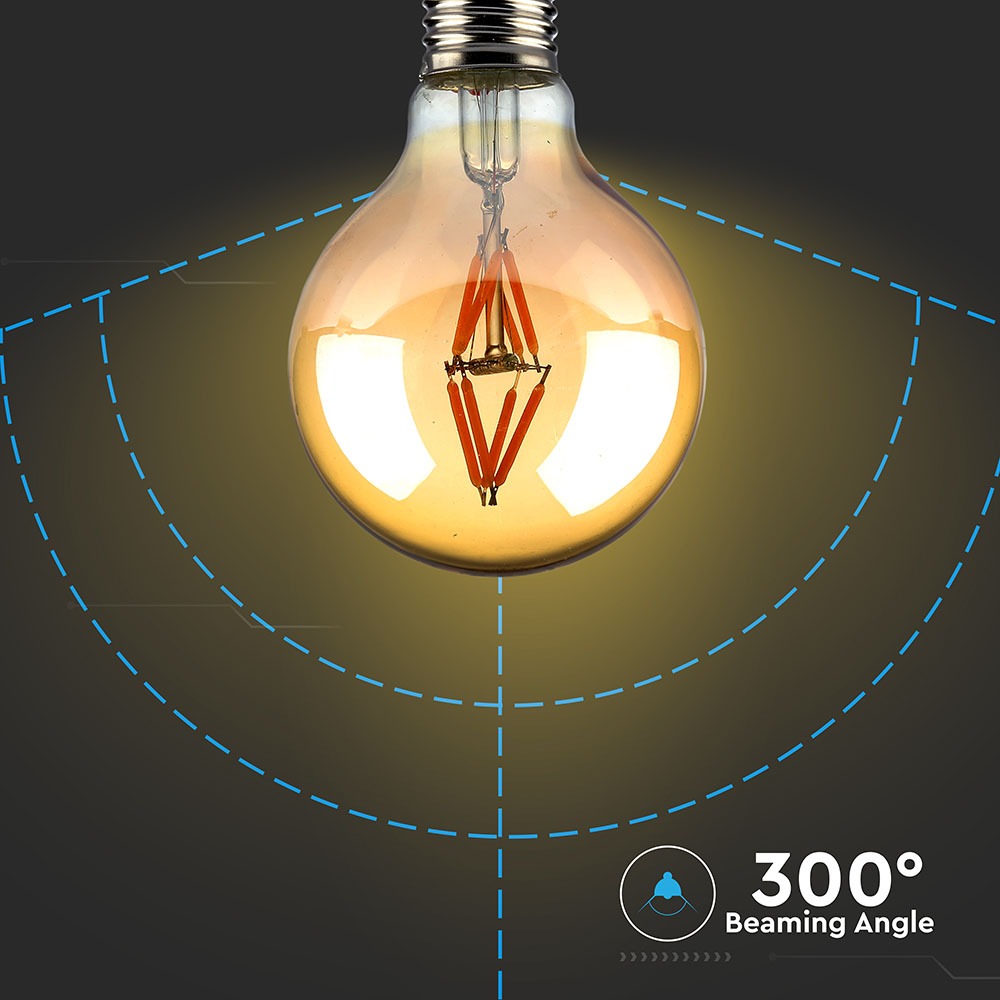 4W G80 Żarówka LED Filament / Klosz Bursztynowy / Barwa:2200K / Trzonek:E27