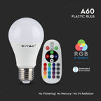 6W A60 Żarówka LED sterowana pilotem / Barwa:RGB+6400K / Trzonek:E27