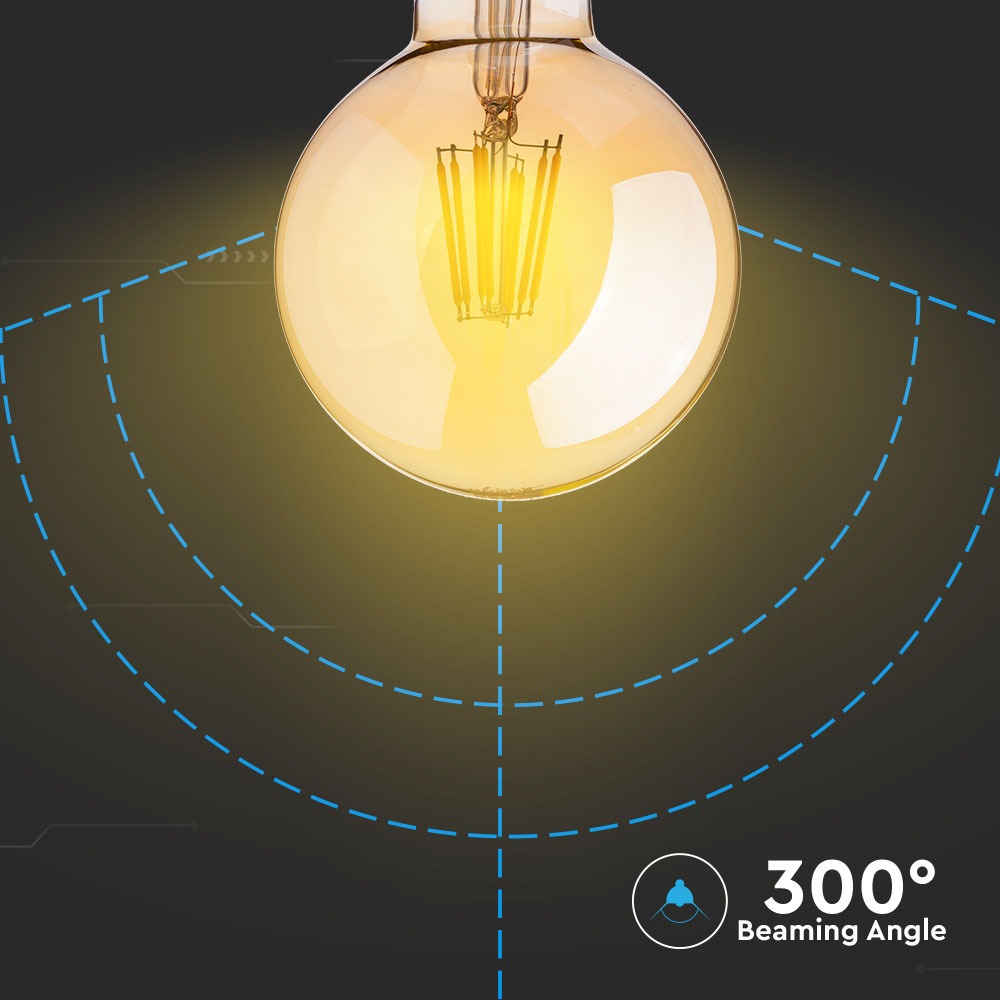 8W G125 Żarówka LED Filament / Klosz Bursztynowy / Barwa:2200K / Trzonek:E27
