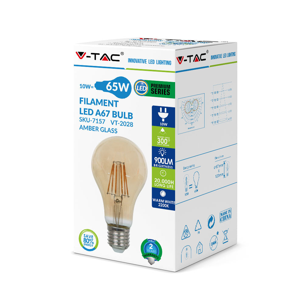 10W A67 Żarówka LED Filament / Klosz: Bursztynowy / Barwa:2200K / Trzonek:E27