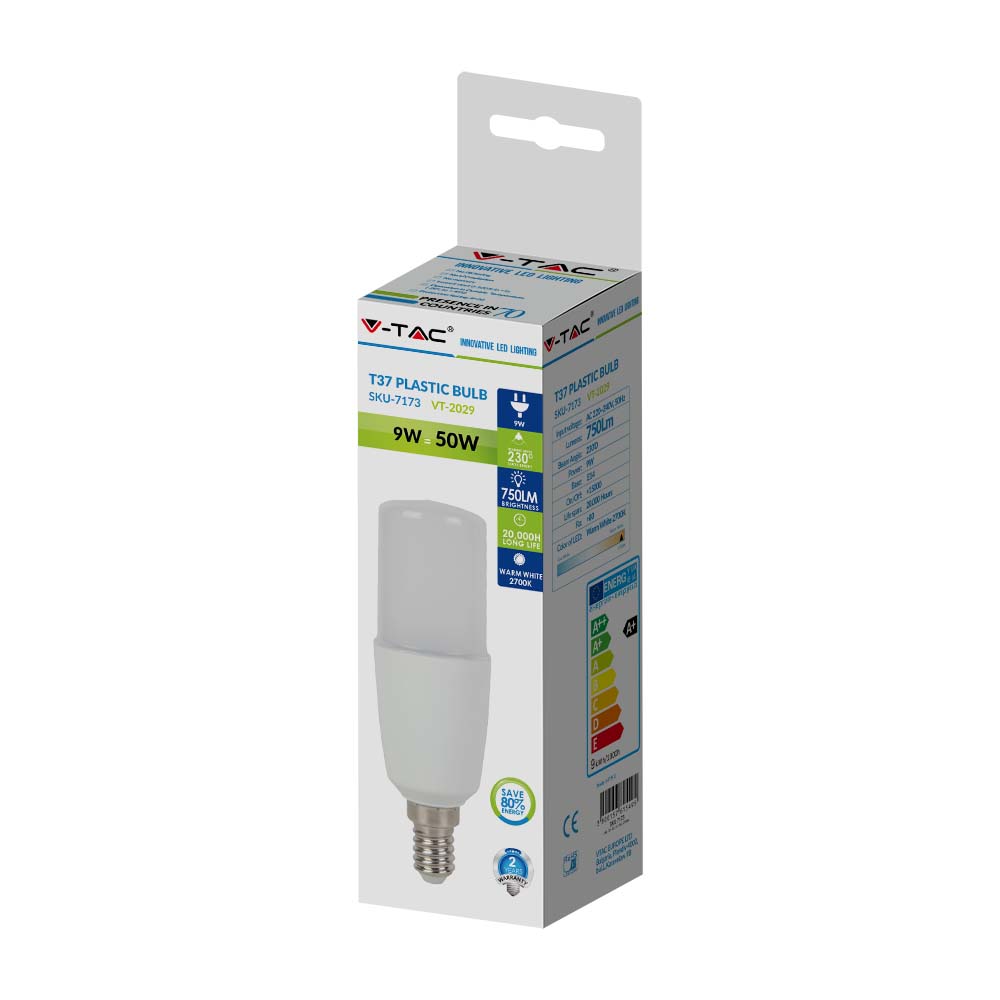 9W T37 Żarówka LED / BARWA:2700K / Trzonek:E14