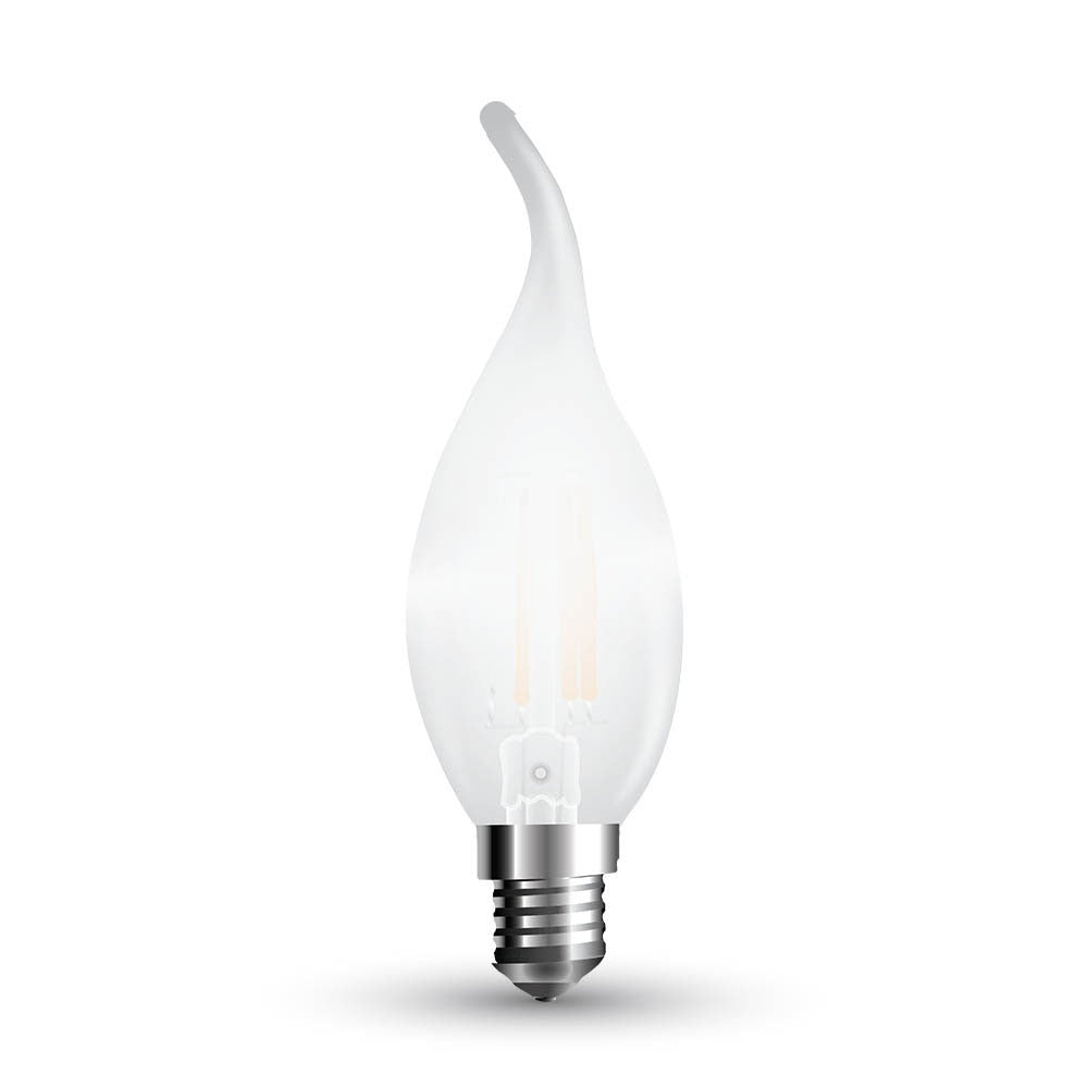 4W C35 Żarówka LED Filament / Klosz: Mleczny płomień / Ściemniana / Barwa:2700K / Trzonek:E14