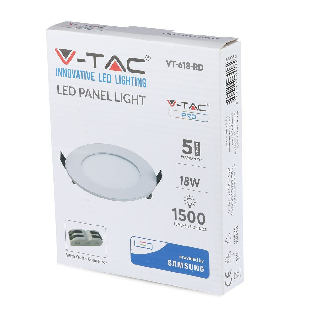 18W Panel LED / Chip SAMSUNG / Barwa:6400K / Okrągły