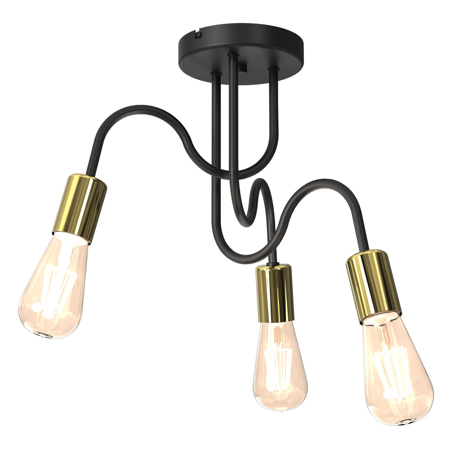 plafon Dow black/gold 3xE27