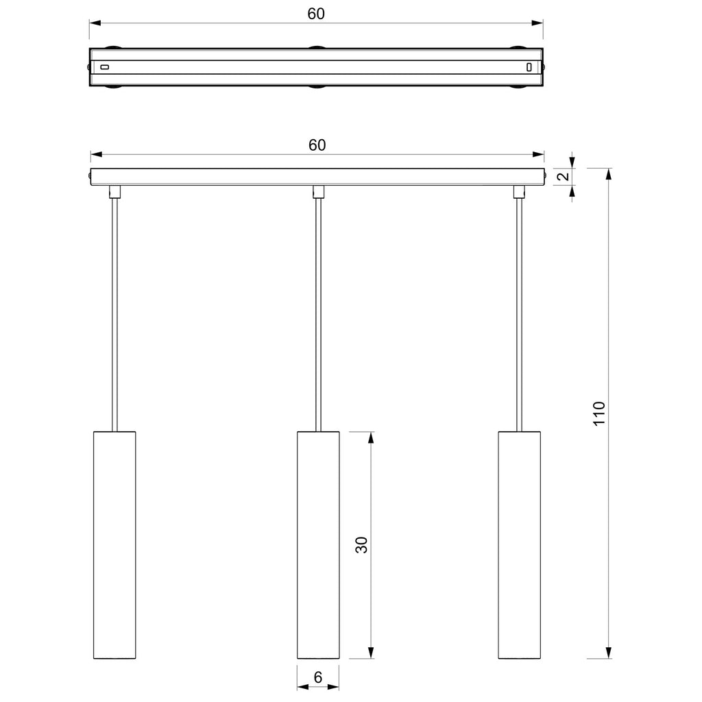 żyrandol line bar 600 Raito black 3xGU10