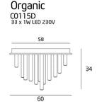 Maxlight Plafon Organic 60cm - Metal + akryl - Chrom C0115D
