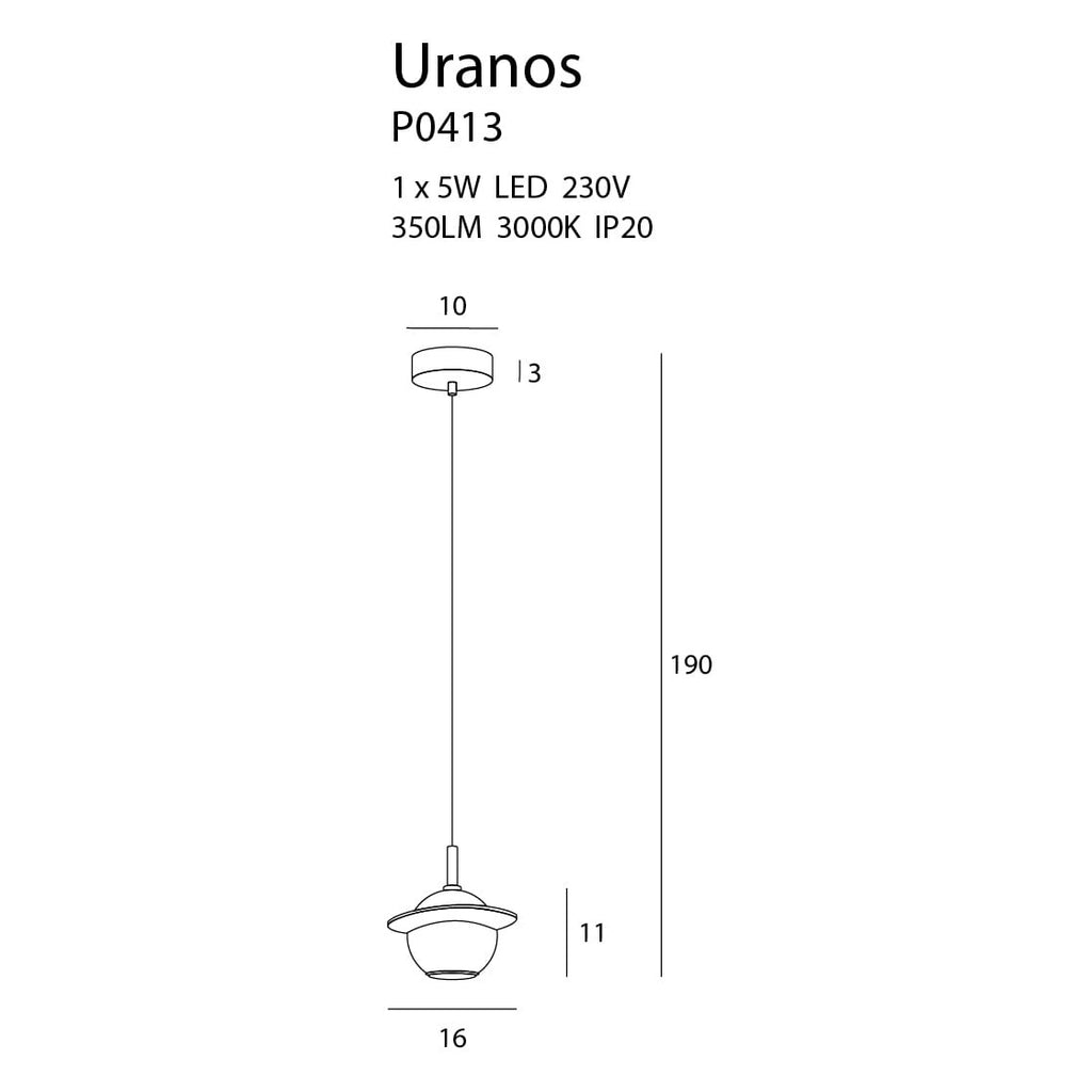 Maxlight Lampa wisząca Uranos - Marmur + metal + akryl - Biały + złoty P0413