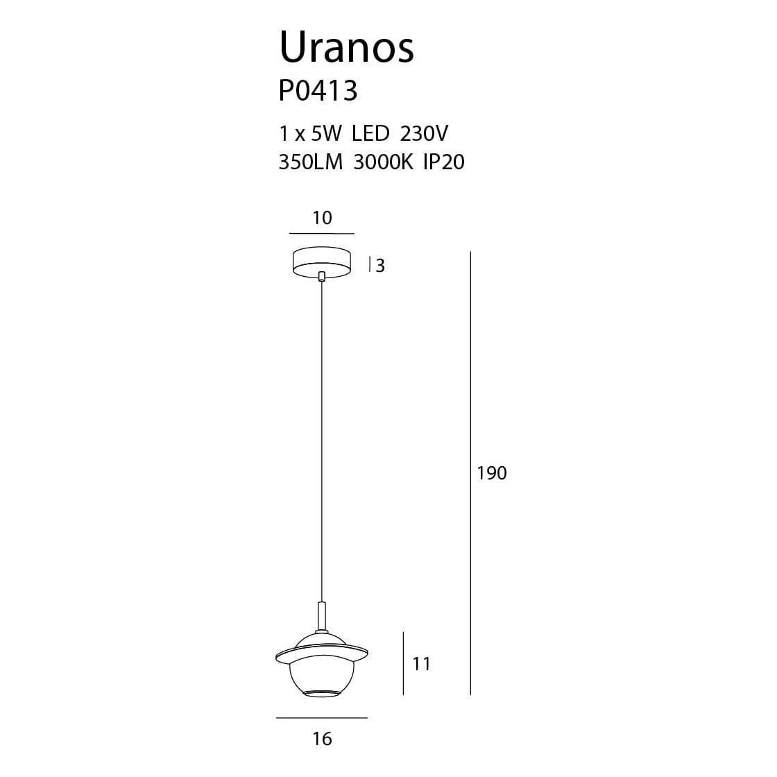 Maxlight Lampa wisząca Uranos - Marmur + metal + akryl - Biały + złoty P0413