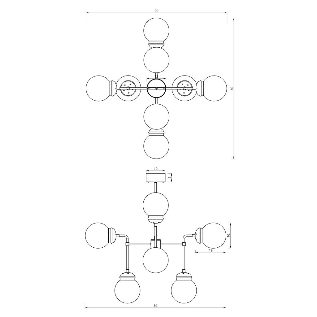 ceiling lamp Hydro opal dlass dia 160 mm 8xE27