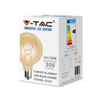 5W G125 Żarówka LED Filament Globe / Barwa:2200K / Klosz: Bursztynowy / Trzonek: E27