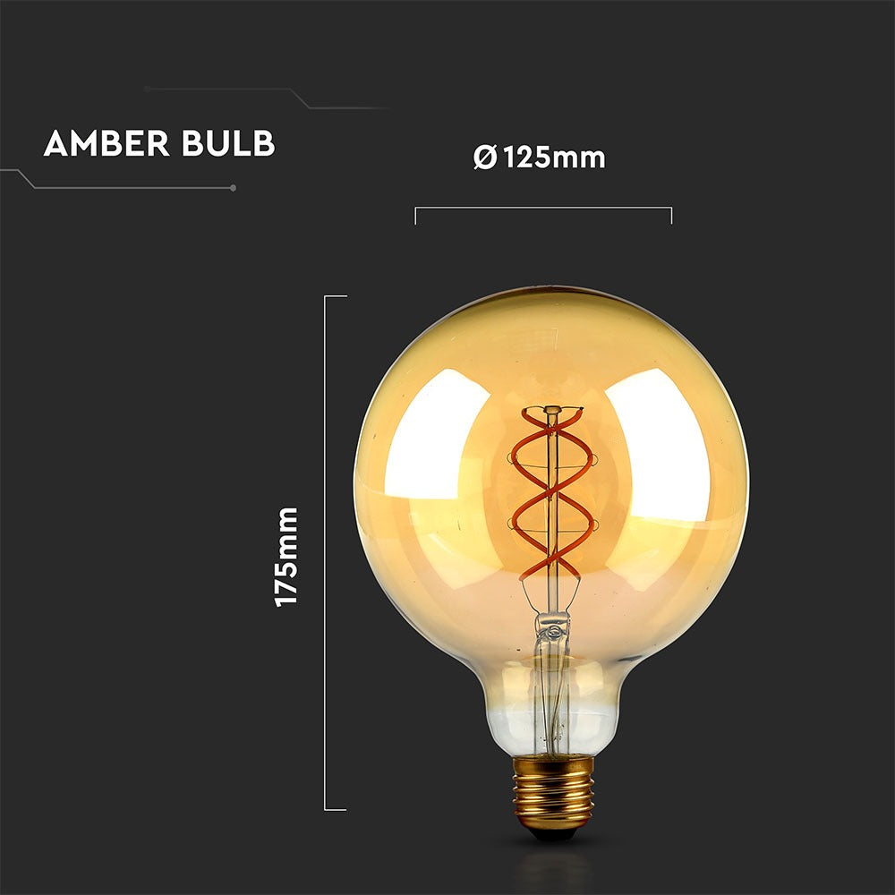 5W G125 Żarówka LED Filament Globe / Barwa:2200K / Klosz: Bursztynowy / Trzonek: E27